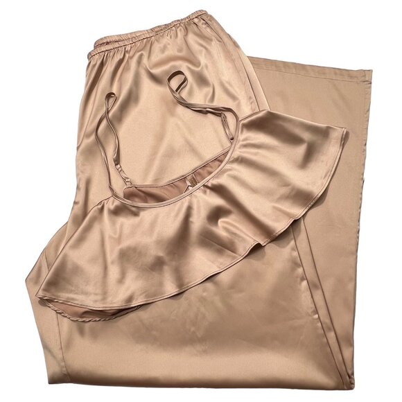 SKIMS Woven Shine Cami + Lounge Pants Set Pink Sand Womens 2X - Picture 2 of 14